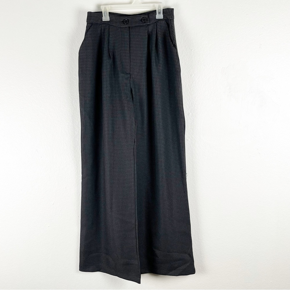 NASTY GAL Gray Checkered Super Wide Leg High Rise Tailored Trouser Pants Size 6